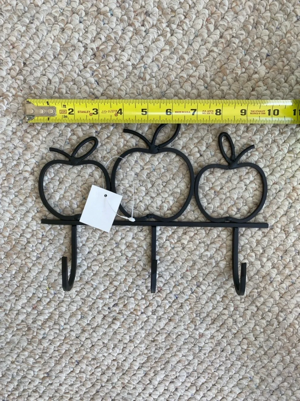 Black Apple Wall Hook Rack - Decorative Three-Hook Coat Hanger